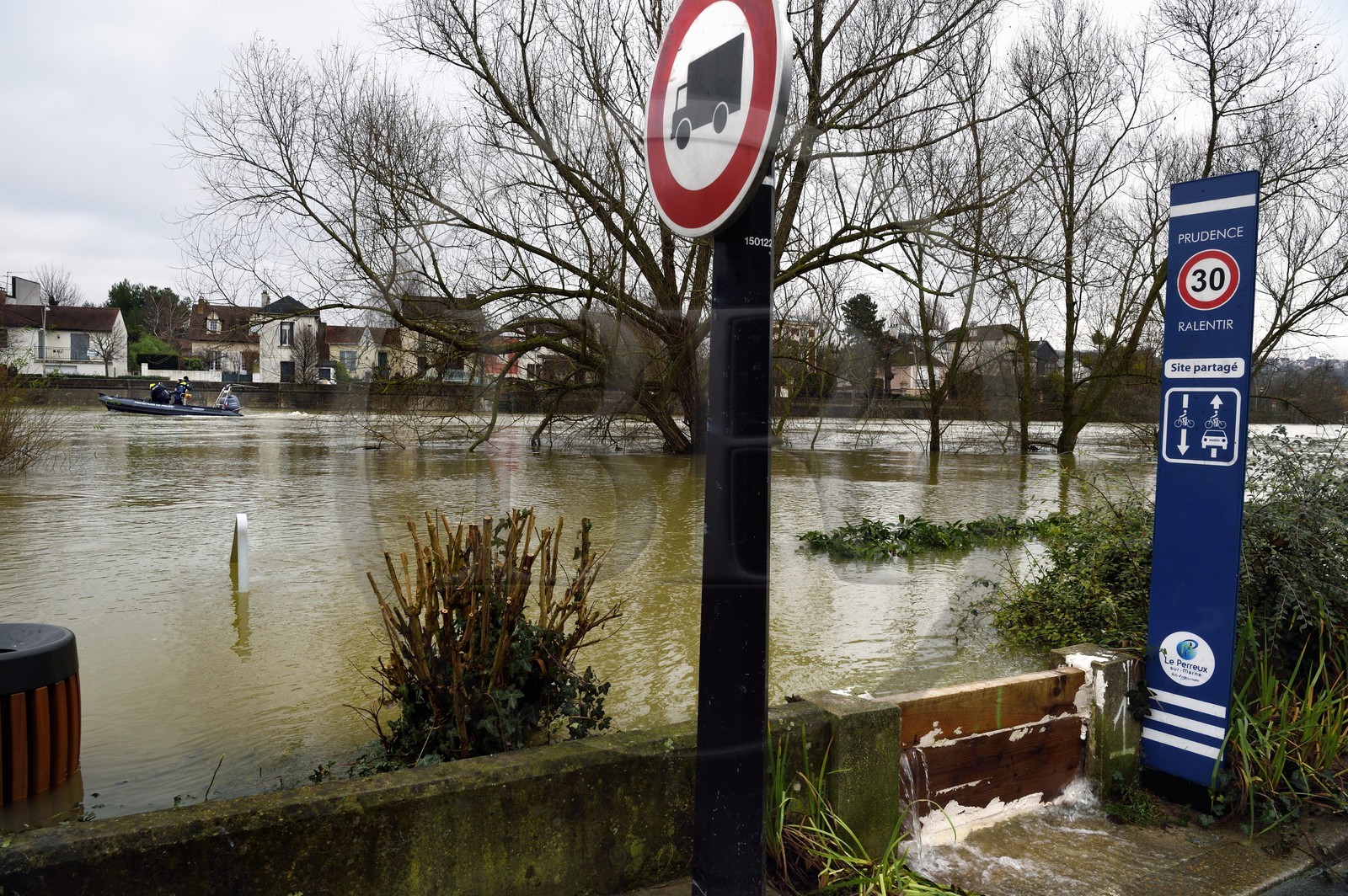 France, Val-de-Marne (94), Le Perreux-sur-Marne, les bords de Marne inondés
