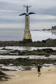 France, Loire-Atlantique (44), Estuaire de la Loire, Saint-Nazaire, Monument Americain appelé Sammy édifié en mémoire du débarquement américain du 26 juin 1917 à Saint-Nazaire sur le front de mer