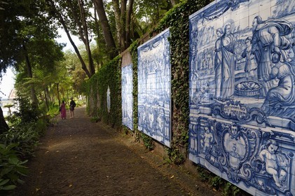 Portugal, Ile de Madère, Funchal, le jardin tropical Monte Palace, collection d'azulejos (XVe-XXe siècles)