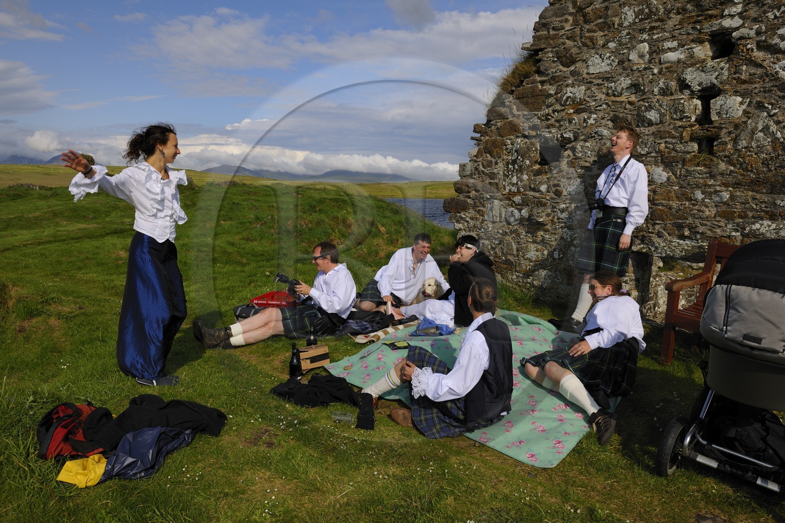 Royaume-Uni, Ecosse, Hébrides intérieures, Ile de Islay, Finlaggan est un site historique sur l'île Eilean Mòr du Loch Finlaggan, elle fut le siège des Seigneurs des îles et du Clan Donald