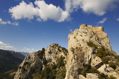 France, Aude (11), Pays Cathare, le château de Peyrepertuse du XIIe siecle, le château Saint-Georges dans la partie haute