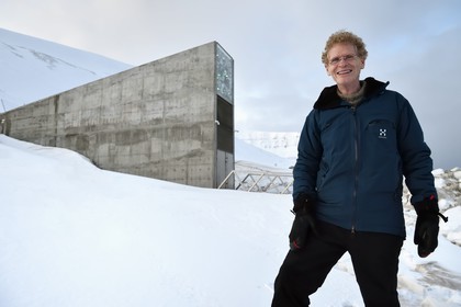 Norvège, Svalbard, Spitzberg, Longyearbyen, Réserve mondiale de semences du Svalbard (banque de graines du Global Seed Vault), Cary Fowler à l'initiative du projet Global Crop Diversity Trust et de la réserve