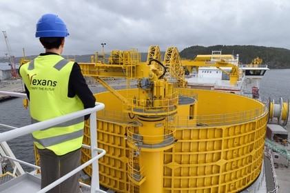 Norvège, comté d'Ostfold, Halden, navire cablier Nexans Aurora, la table tournante qui a une capacité d'emporter jusqu'à 10 000 tonnes de cables sous-marins