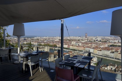 France, Rhône (69), Lyon, le restaurant gastronomique Tetedoie, sur le haut des pentes de la colline de Fourvière