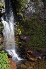 France, Cantal (15), Parc Naturel Régional des Volcans d’Auvergne, vallée de Brezons, hameau de Sanissage, la cascade du Saut de la Truite