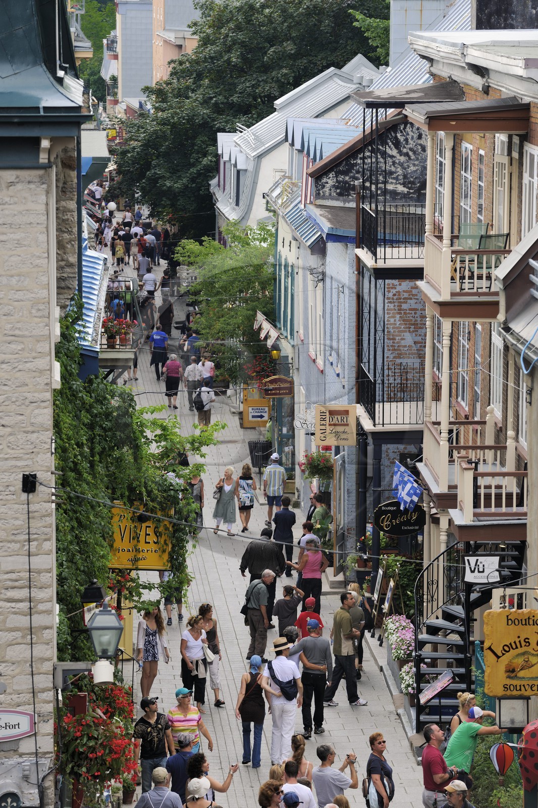 Canada, province de Québec, ville de Québec, Vieux-Québec classé Patrimoine Mondial de l' UNESCO, rue du Petit-Champlain dans la ville basse