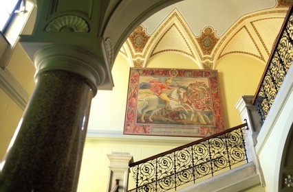 Autriche, Styrie, Graz, centre historique classé Patrimoine Mondial de l'UNESCO, Hôtel de ville, grand escalier intérieur
