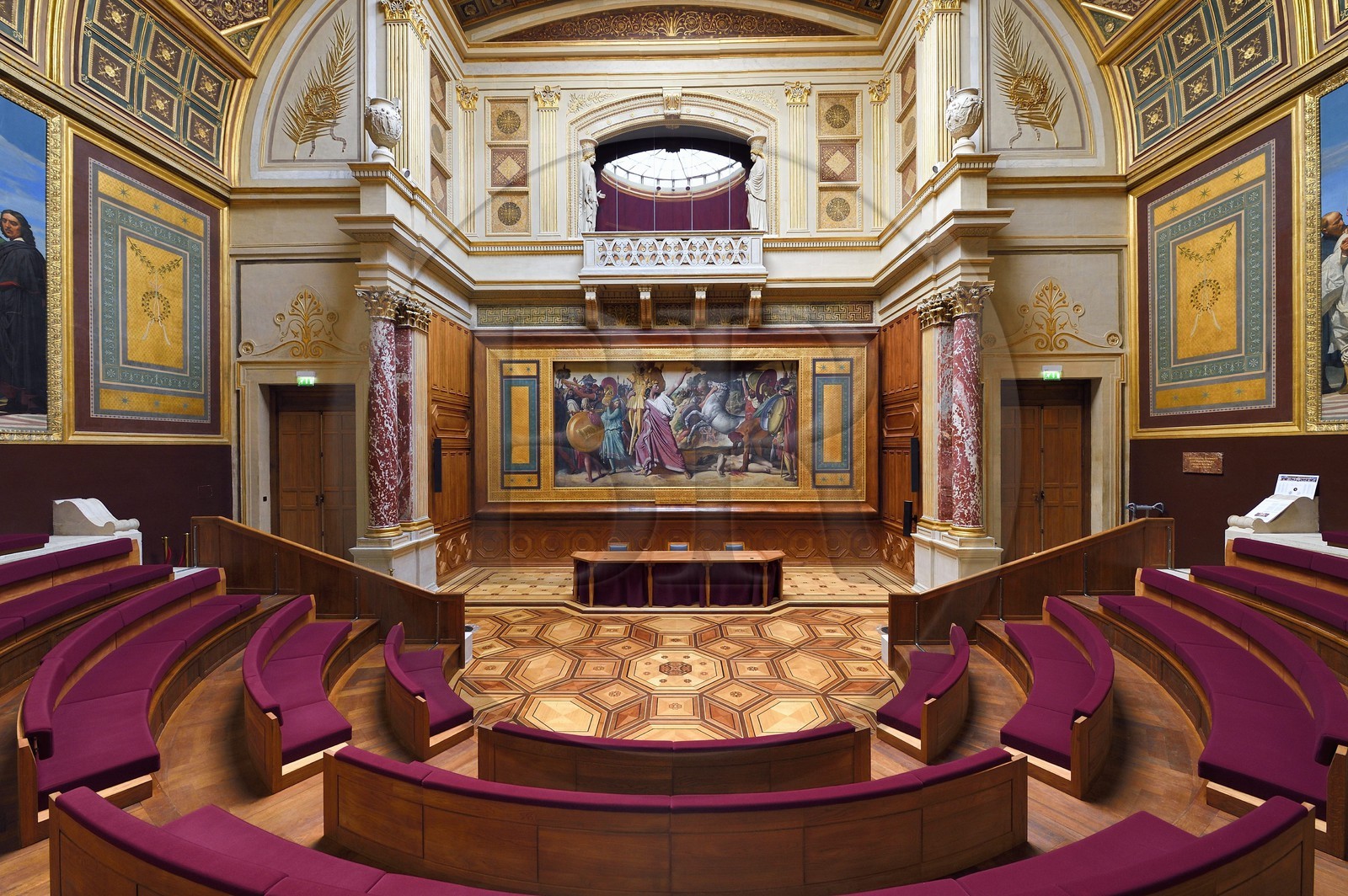 France, Paris (75), quartier de Saint-Germain-des-Prés, Ecole nationale supérieure des Beaux-Arts, l'Amphithéatre d'honneur, Romulus vainqueur d'Acron, tableau de Jean-Dominique Ingres