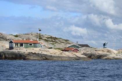 Suède, Västra Götaland, Fjällbacka, la maison de Ingrid Bergman sur une ile au large de la côte
