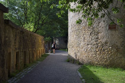 France, Moselle (57), Metz, circuit des remparts le long de la Moselle et de la Seille, la tour des Massons