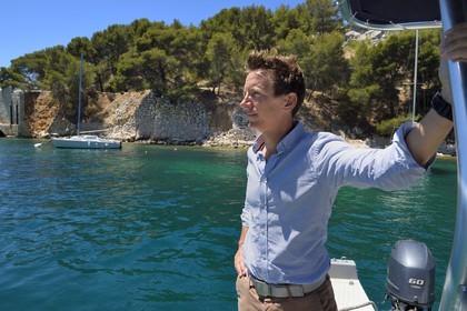 France, Bouches-du-Rhône (13), Cassis, Parc national des Calanques, Calanque de Port-Miou, Pascal Seillier directeur de la zone de mouillage de Port-Miou