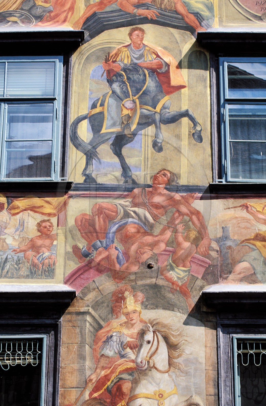 Autriche, Styrie, Graz, centre historique classé Patrimoine Mondial de l'UNESCO, Gemalte Haus (maison peinte) 15ème siècle dans la (rue) Herrengasse