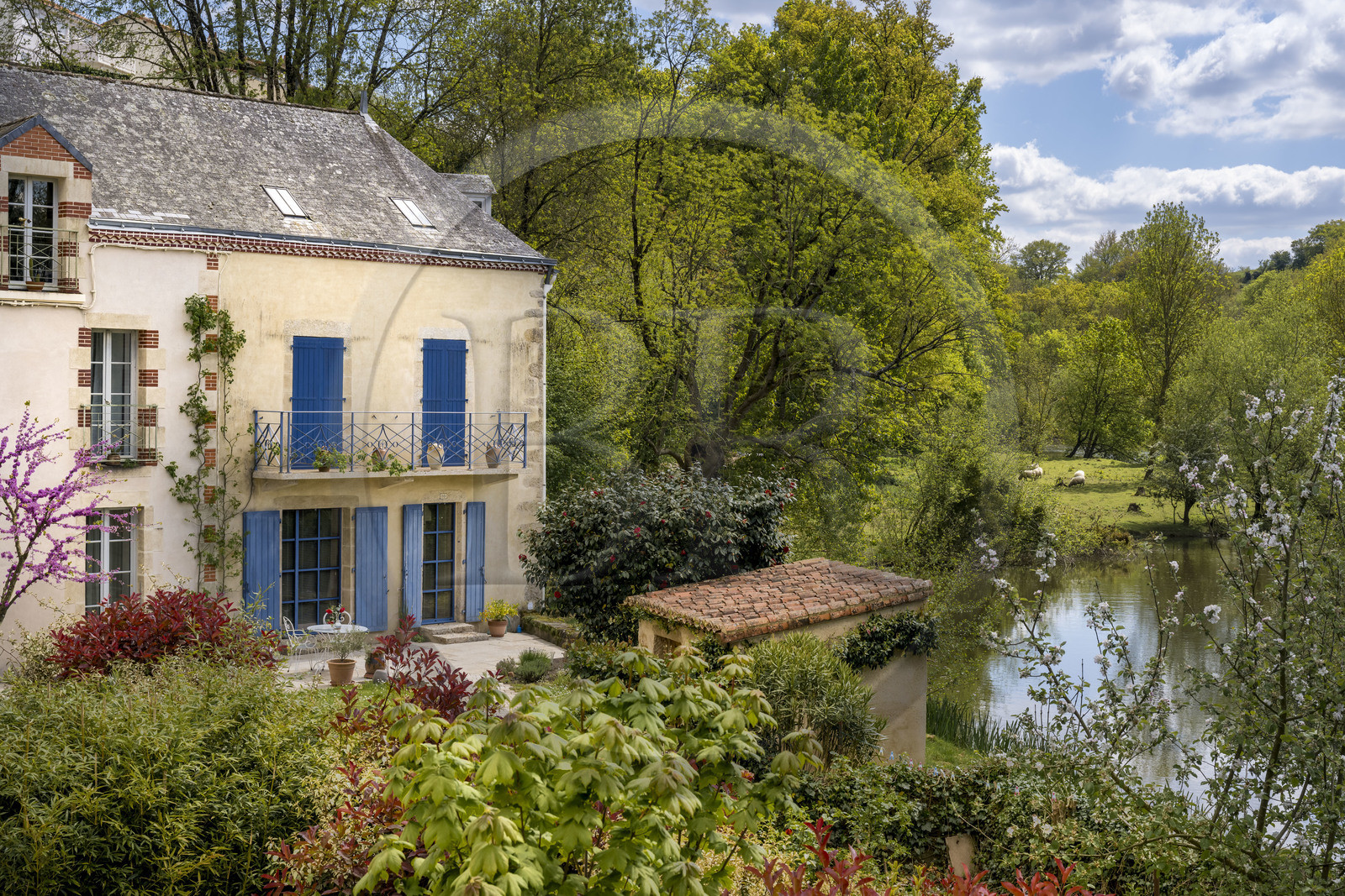 France, Vendée (85), Mallièvre, maison en bordure de la Sèvre Nantaise