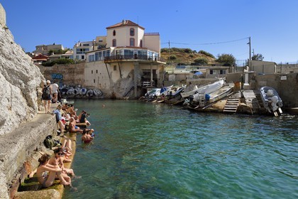 France, Bouches-du-Rhône (13), Marseille, quartier d'Endoume, Malmousque, petit port de l'Anse de Malmousque