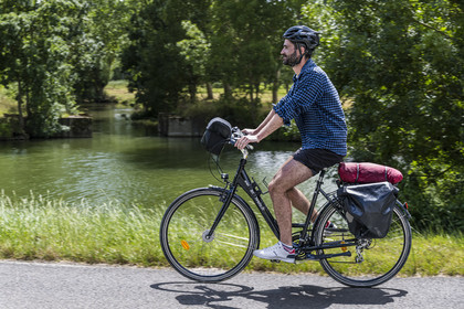 France, Deux-Sèvres (79), le Marais Poitevin, la Venise Verte, Coulon, randonnée à bicyclette le long de la Sèvre Niortaise