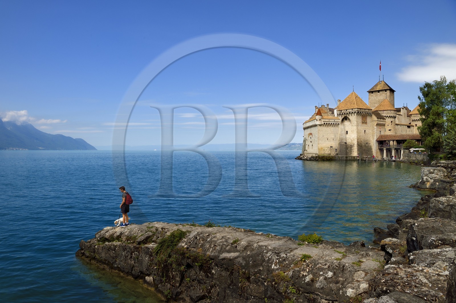 Suisse, Canton de Vaud, Veytaux, chateau Chillon sur les rives du lac Léman