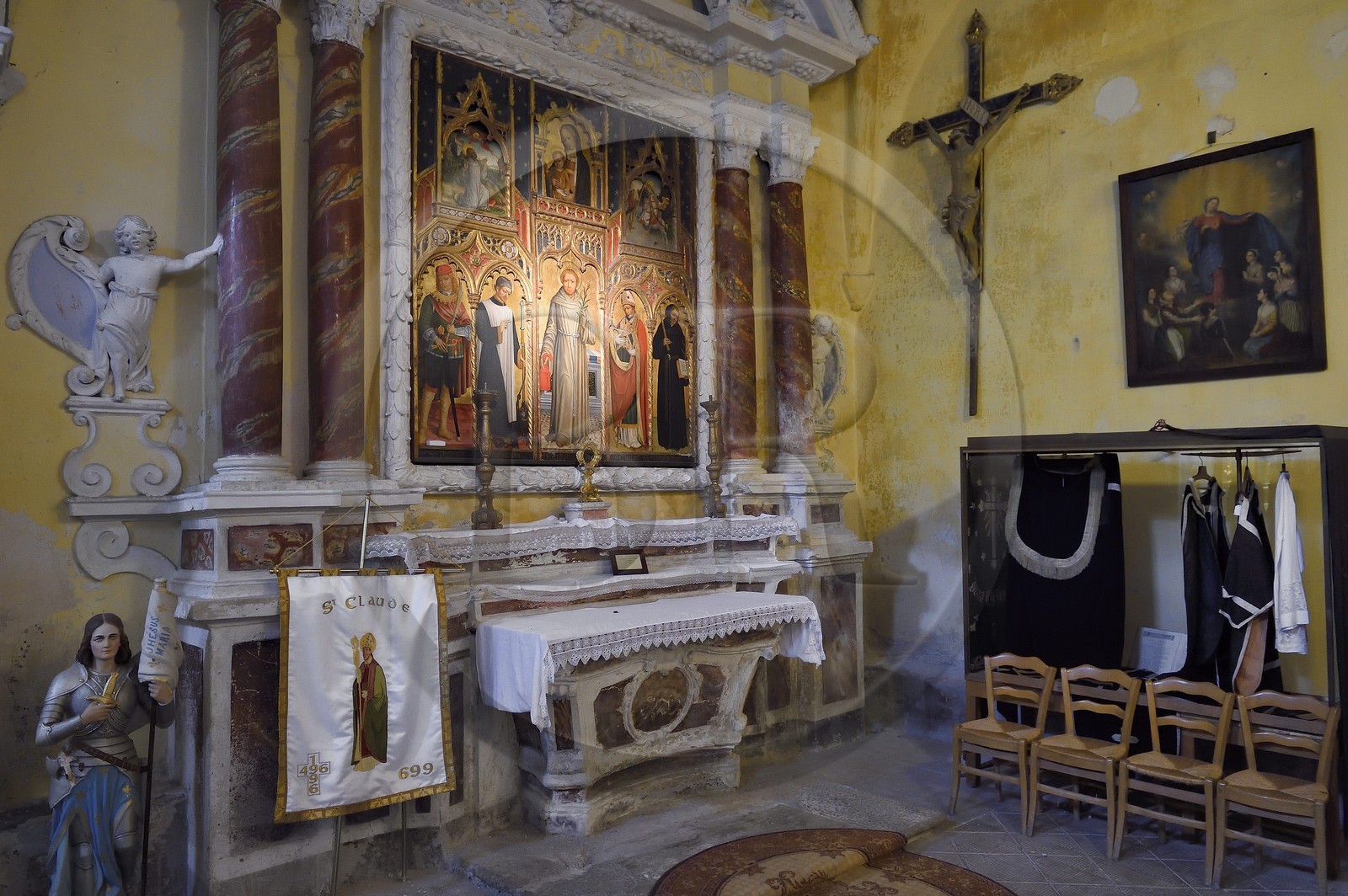 France, Alpes-Maritimes (06), Lucéram, l'église Sainte-Marguerite, Retable de Saint Antoine de Padoue attribué à Giovanni Canavesio