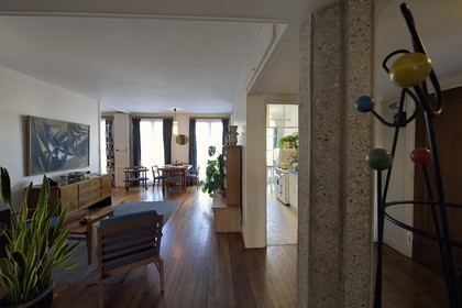 France, Seine-Maritime (76), Le Havre, Centre-ville reconstruit du Havre par Auguste Perret classé Patrimoine Mondial de l'UNESCO, Maison du Patrimoine atelier Perret, appartement temoin de la reconstuction, agencé et meublé année 1950