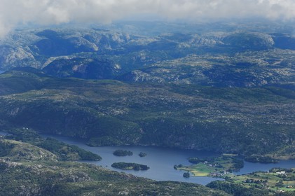 Norvège, Rogaland, intérieur des terres au sud de Stavanger (vue aérienne)