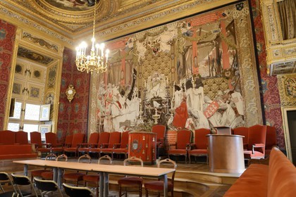 France, Ille-et-Vilaine (35), Rennes, le Palais du parlement de Bretagne aujourd'hui cour d'appel de Rennes, la Grand'Chambre, tapisserie des Gobelins La mort de Duguesclin