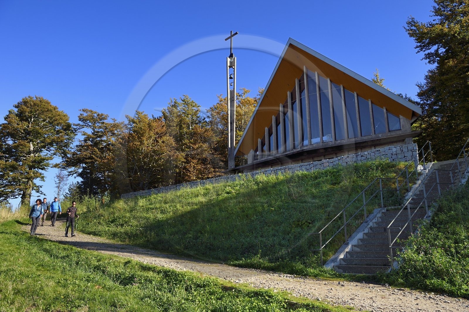 France, Haut-Rhin (67), Hautes-Vosges, Col de la Schlucht (Le Valtin), la chapelle Notre-Dame des Chaumes construite à la fin des années 1950 par Maurice Balland