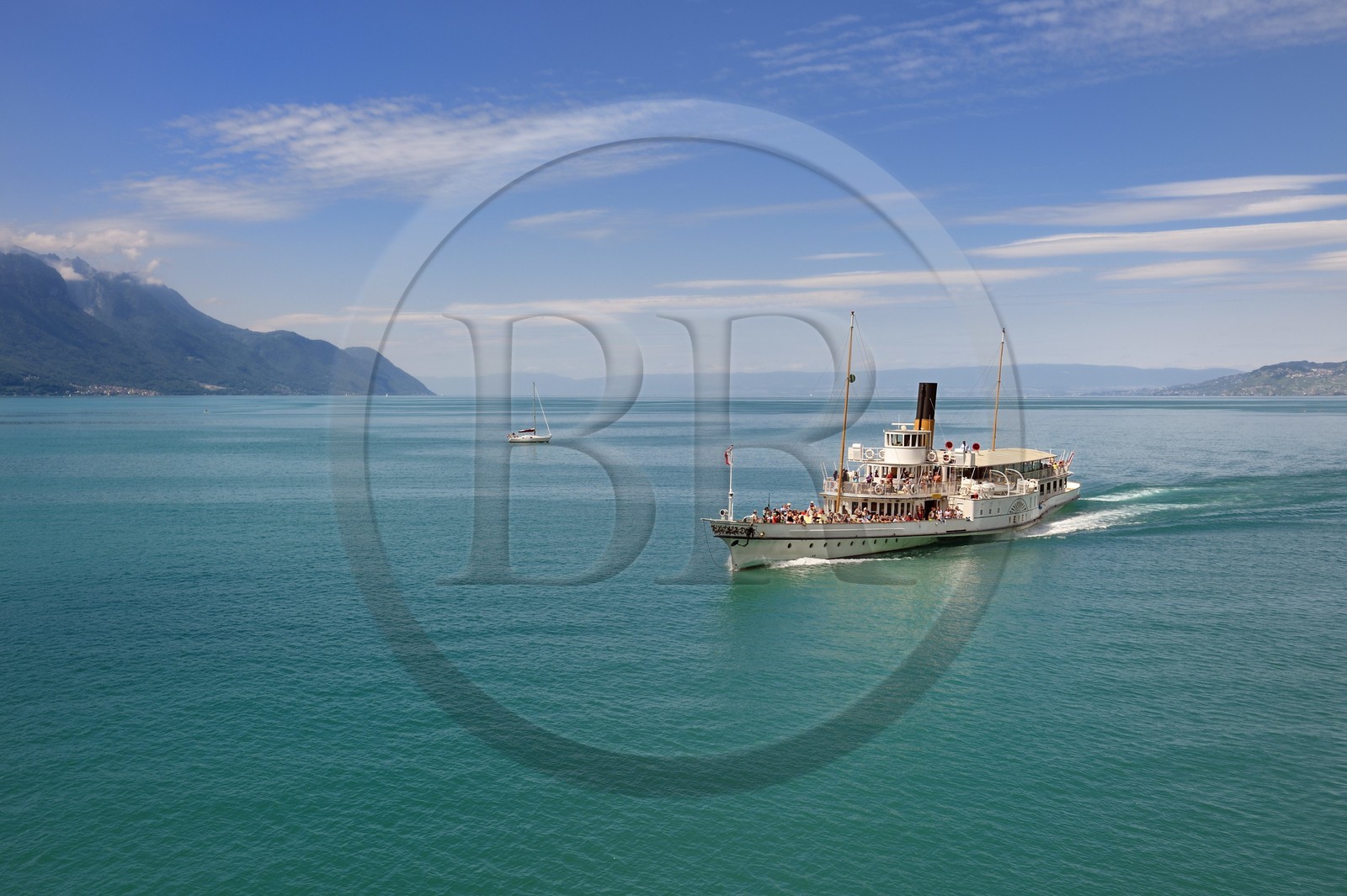 Suisse, Canton de Vaud, Veytaux, le bateau à roues à aubes Vevey (1907) de la Compagnie générale de navigation sur le lac Léman (CGN)