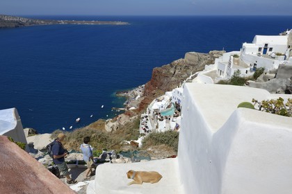 Grèce, Les Cyclades, mer Égée, île de Santorin (Thira ou Théra), le village de Oia qui surplombe la Caldera