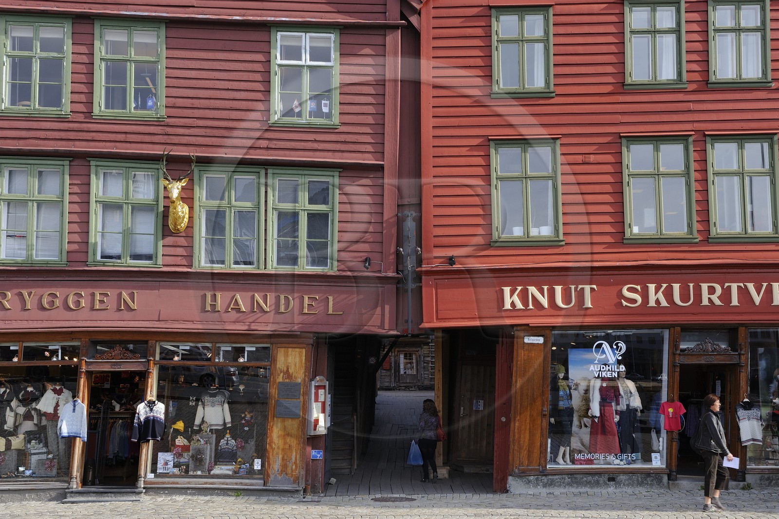 Norvège, comté de Hordaland, Bergen, maisons en bois du quartier de Bryggen, classé Patrimoine Mondial de l'UNESCO, ancien comptoir de la ligue hanséatique (la Hanse)