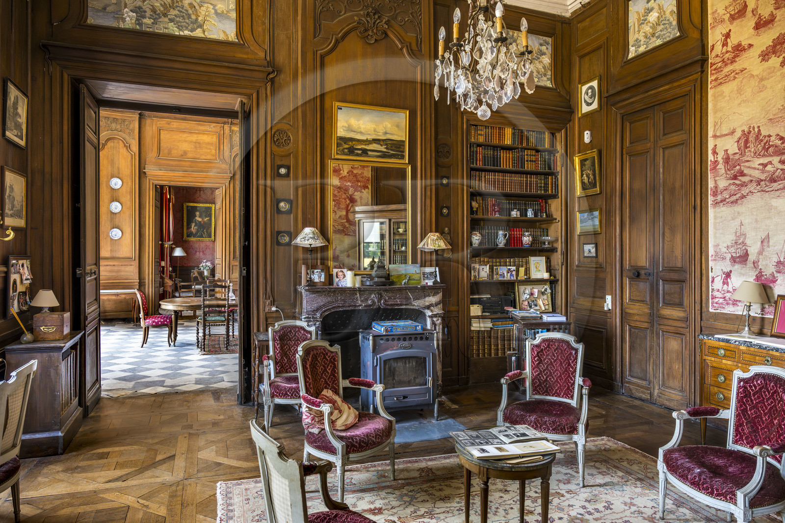 France, Ille-et-Vilaine (35), Côte d'Emeraude, Saint-Malo, malouinière de la Chipaudière construit l'armateur et corsaire François-Auguste Magon de la Lande au début du XVIIIème siècle, un des salons