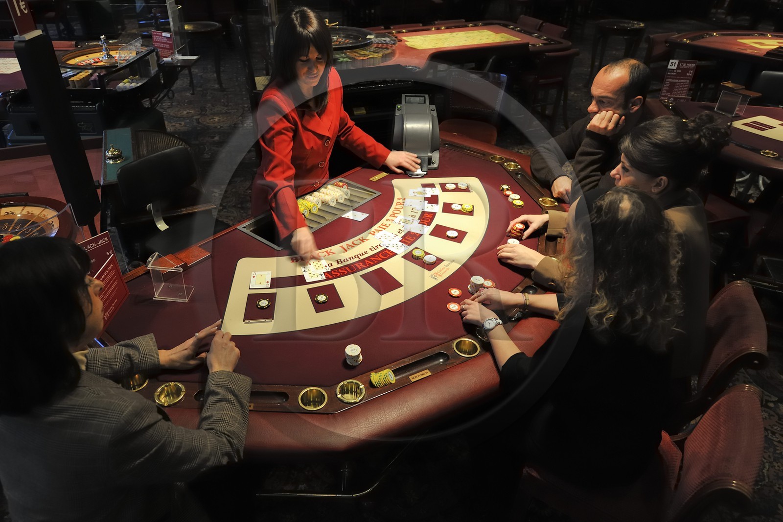 France, Calvados (14), Pays d'Auge, Deauville, le Casino, table de Black Jack