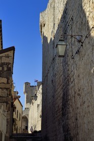 Croatie, Dalmatie, cote dalmate, Dubrovnik, centre historique classé Patrimoine Mondial de l'UNESCO, la Tour Minceta dans les remparts