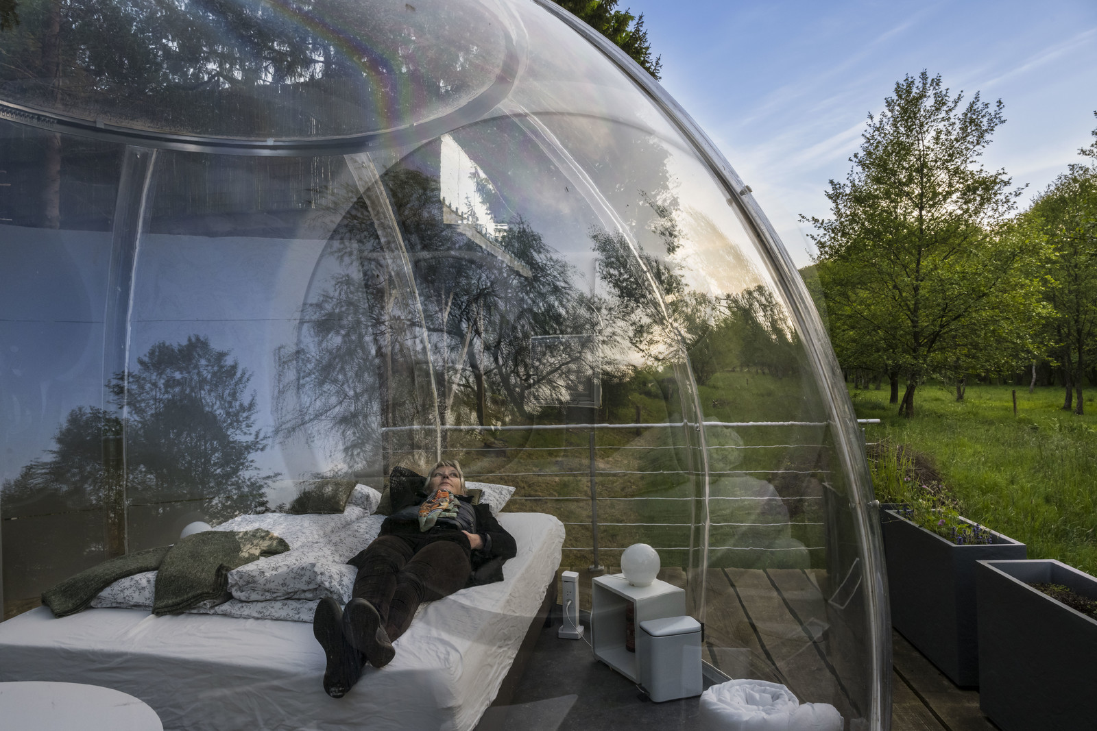 France, Moselle (57), Parc régional des Vosges du nord, Siersthal – Holbach près de Bitche, chambres d'Hôtes la Grange d’Hélène, la bulle rigide