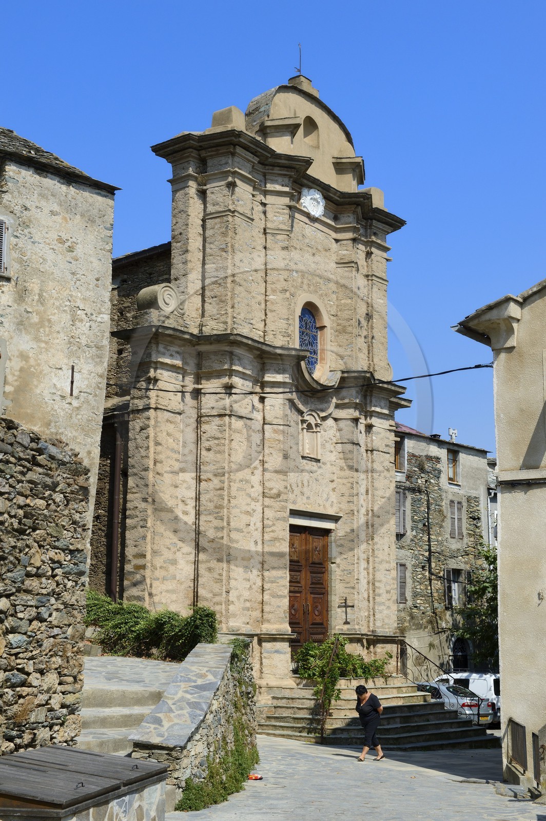 France, Haute-Corse (2B), région de la Casinca en Castagniccia, village de Loreto di Casinca, l’église baroque Sant’Andria