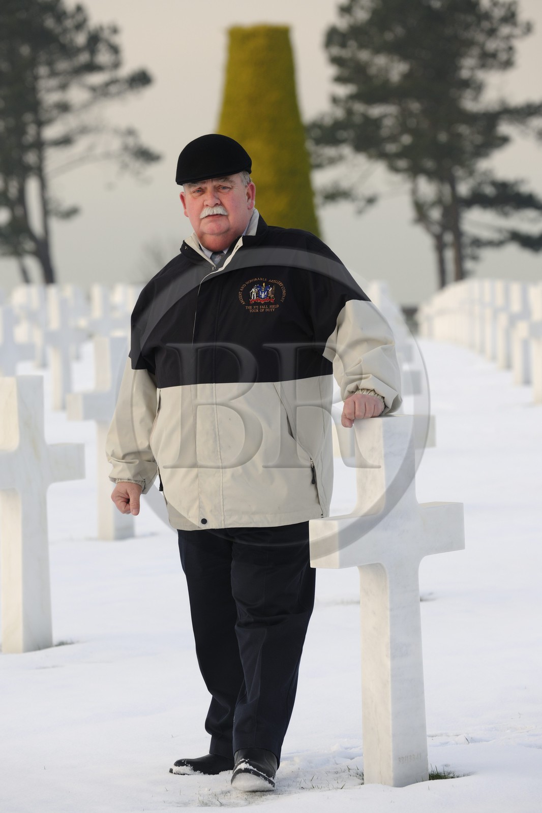 France, Calvados (14), Colleville-sur-Mer, plage du débarquement, Omaha Beach, Daniel L.Neese superintendent du cimetière américain