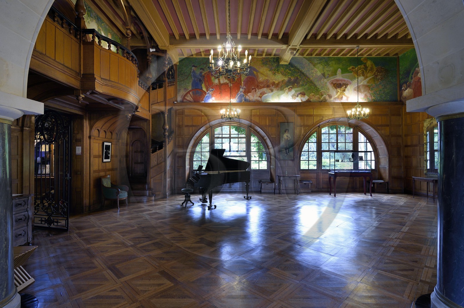 France, Pyrénées-Atlantiques (64), Pays-Basque, Cambo-les-Bains, la Villa Arnaga, musée et maison d'Edmond Rostand, le Grand Hall