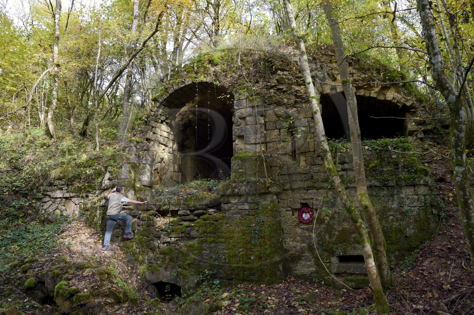 France, Meuse (55), région de Douaumont, bataille de Verdun, le Fort de Souville, l'entrée de Paix construite en pierre vers 1877-1878