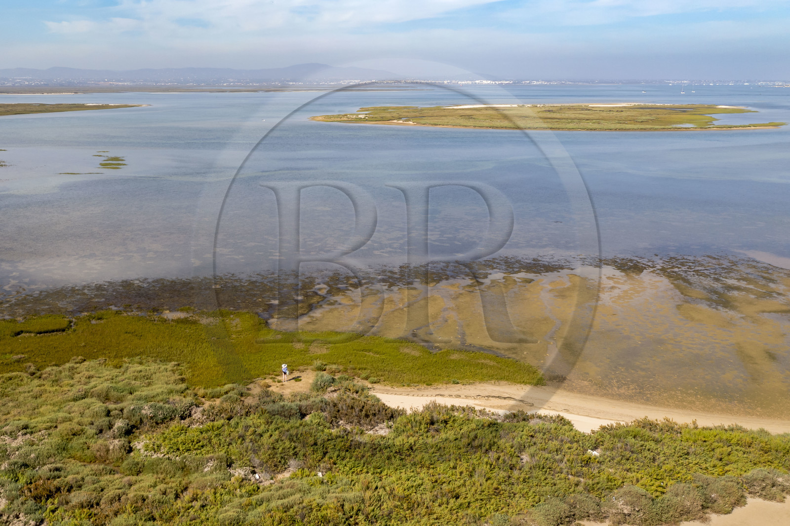 Portugal, Algarve, Parc naturel de la Ria Formosa, Faro, Ile de Barreta ou Deserta (Ilha da Barretta ou Deserta)(vue aérienne)