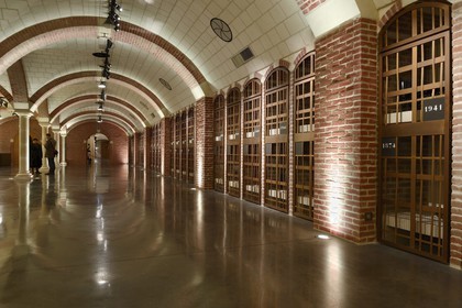 France, Marne (51), Reims, champagne Vranken, le cellier de la Villa Demoiselle, collection de tous les millésime de champagne créés à Reims