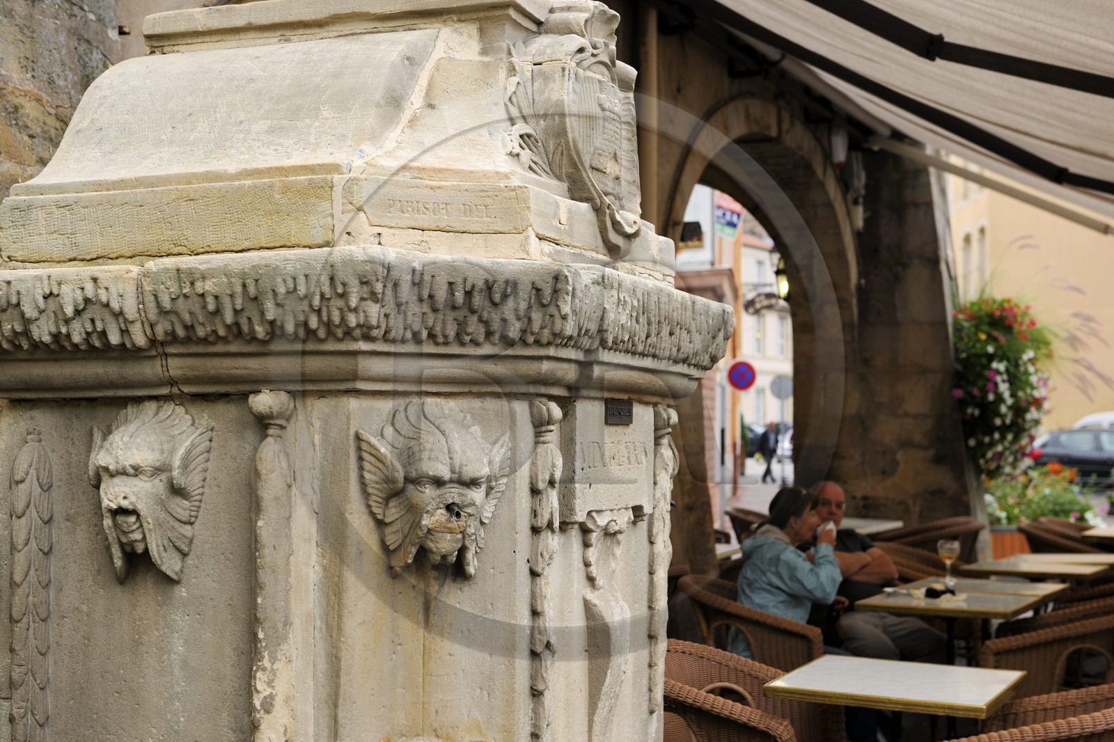France, Vosges (88), Epinal, la place des Vosges, la fontaine du Poiron