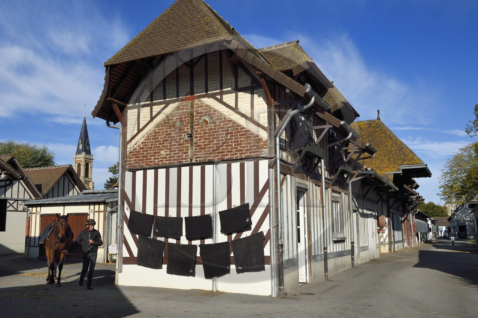 France, Calvados (14), Pays d'Auge, Deauville, Hippodrome de Deauville-La Touques, les écuries